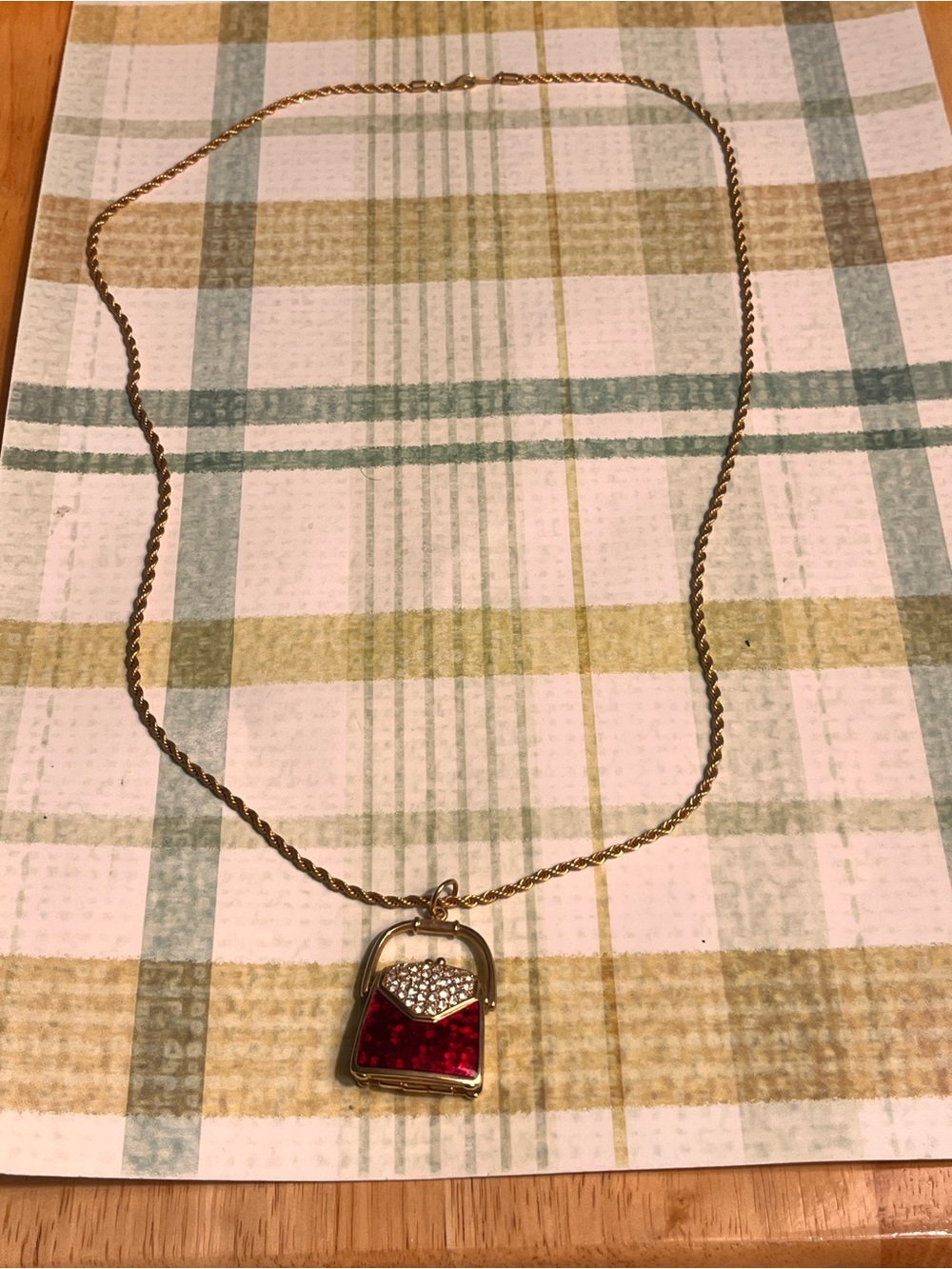 Swarovski Purse Locket Pendant Necklace Crystal Red Enamel Vintage Swan Opens - Picture 4 of 11